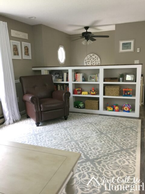 DIY Built In Railing Bookcase