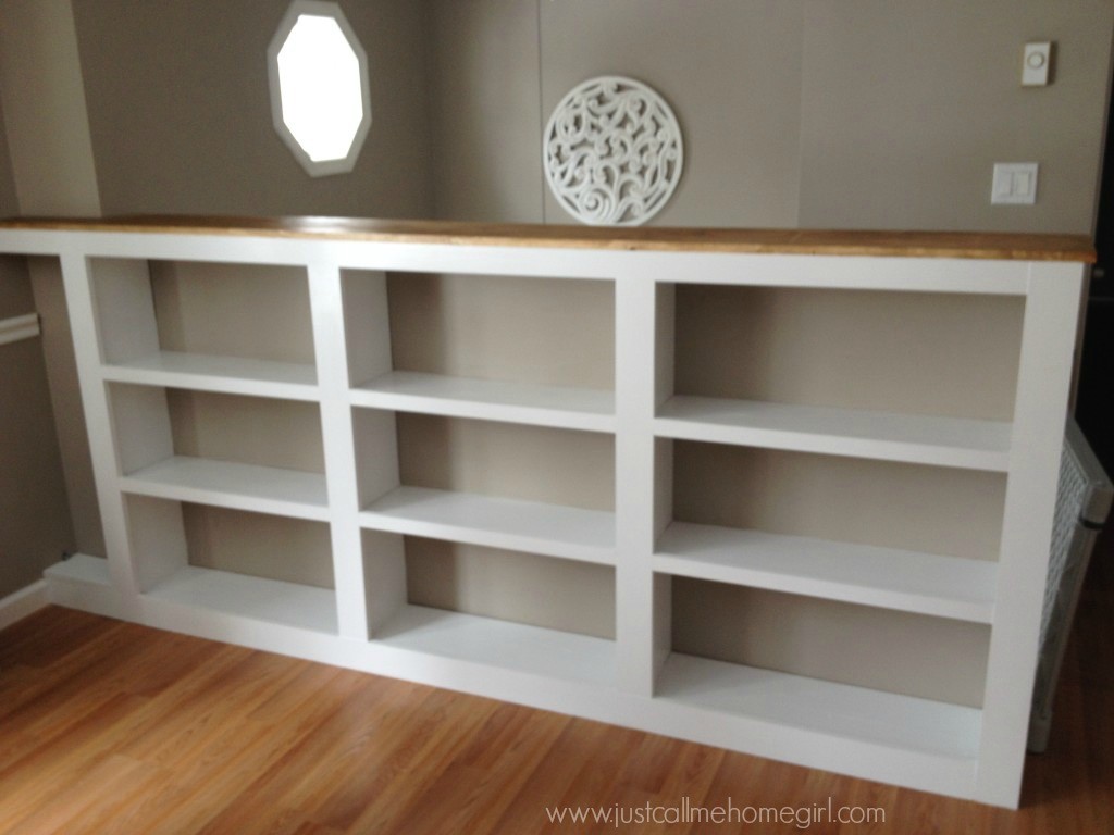 Diy Built In Railing Bookcase Just, How To Build A Bookcase Railing