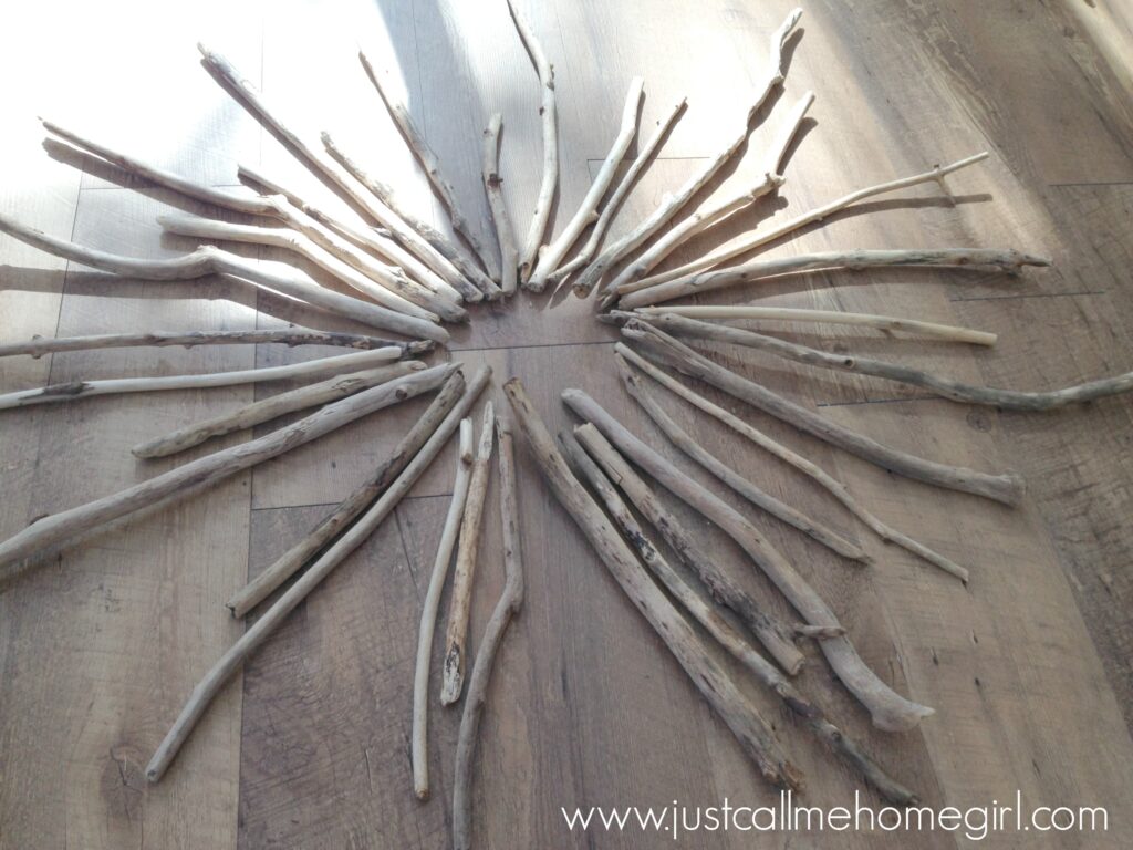 The first step of making a driftwood wall hanging  