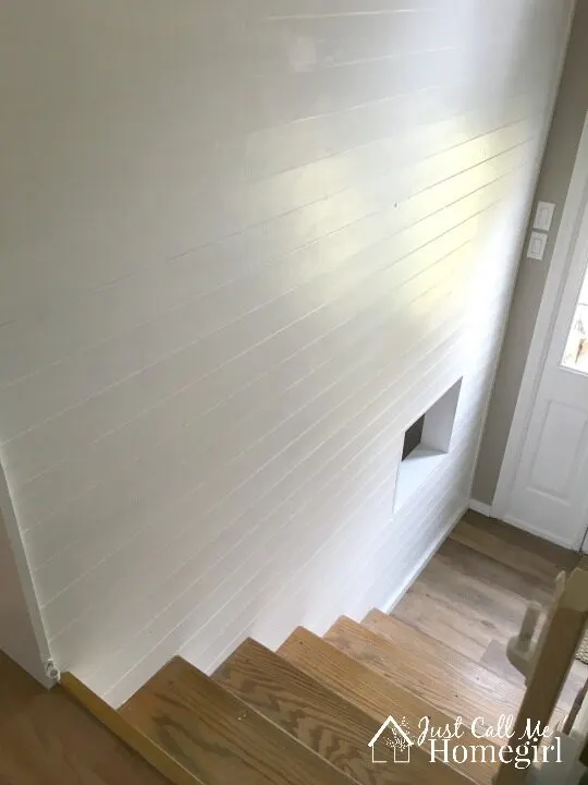 DIY Faux Shiplap entry wall