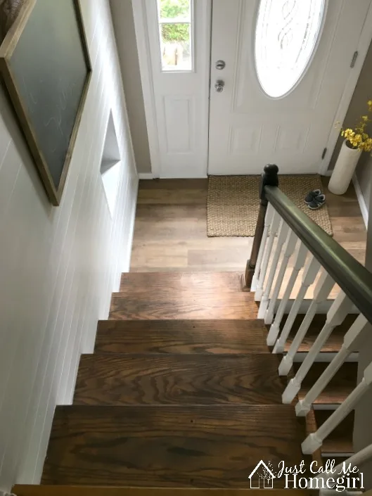 Raised Ranch Entry with Faux shiplap wall