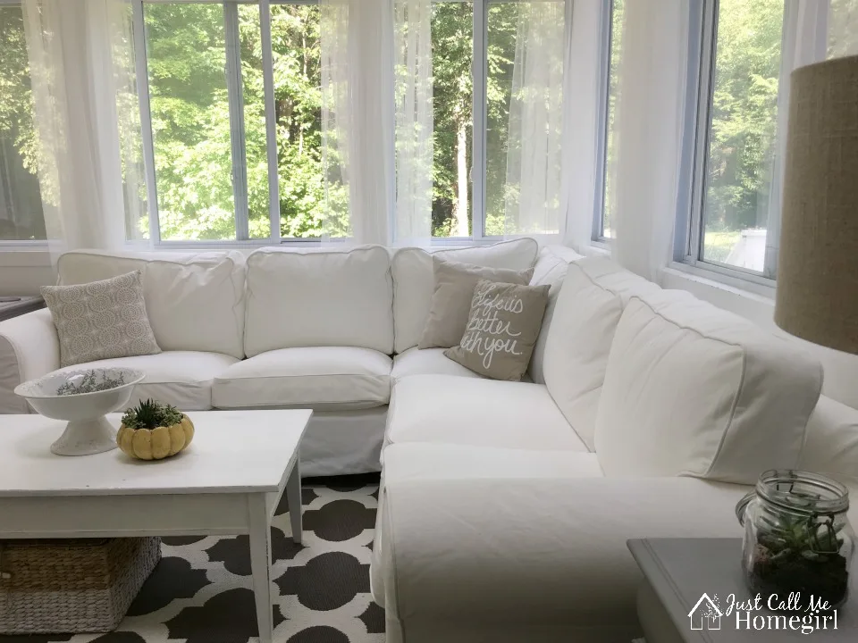 White sunroom couch
