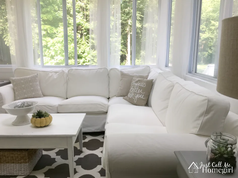 White Sunroom Coffee Table After