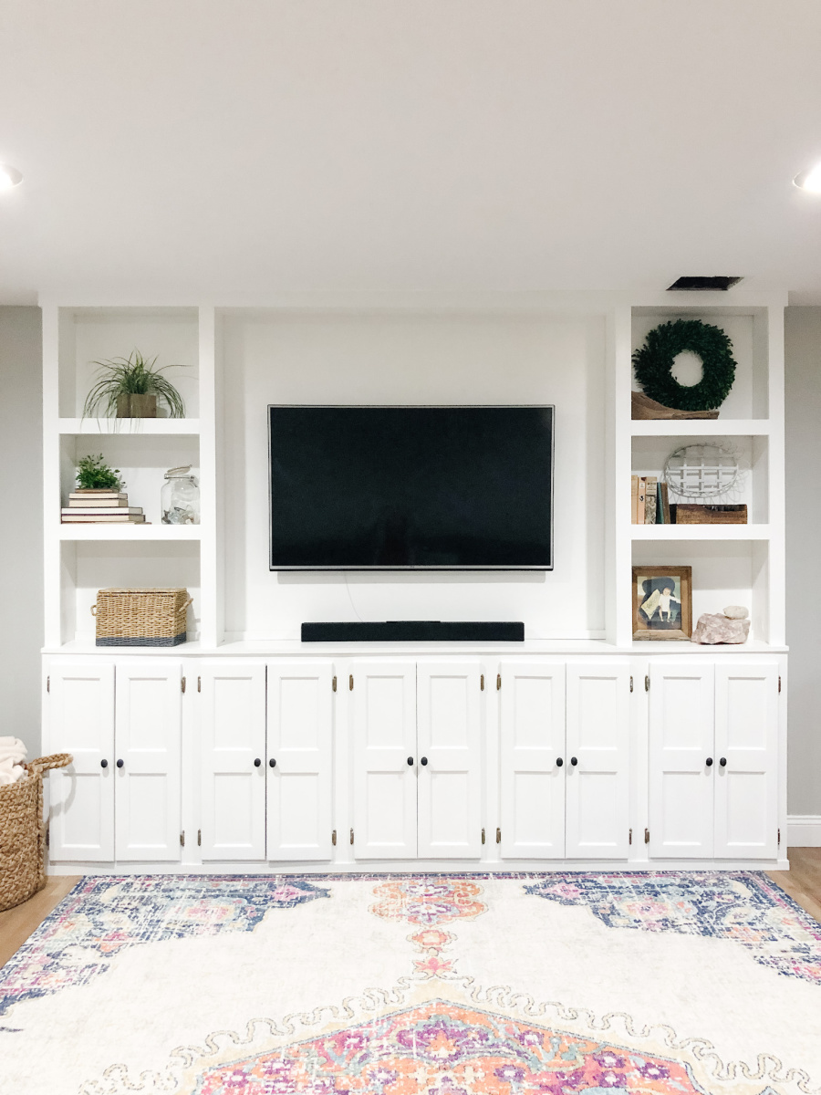 DIY Storage Console -{With Cabinets, Shelves, and Cubbies!}