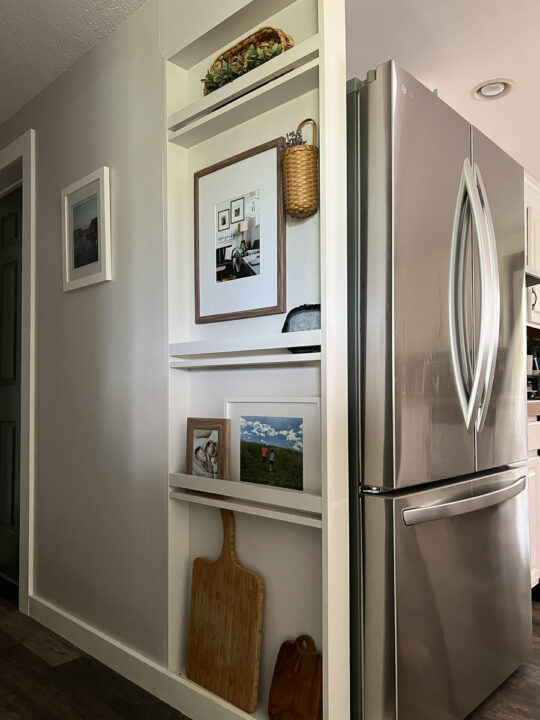 shelves hiding the side of the fridge