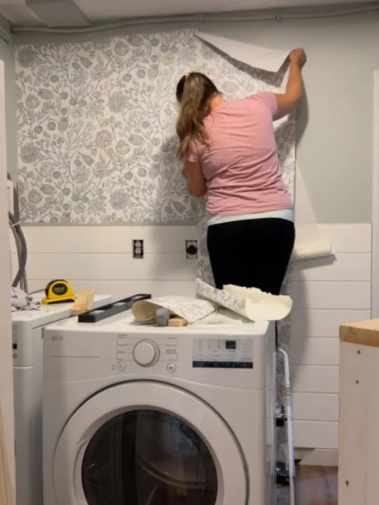installing a floral removable wallpaper