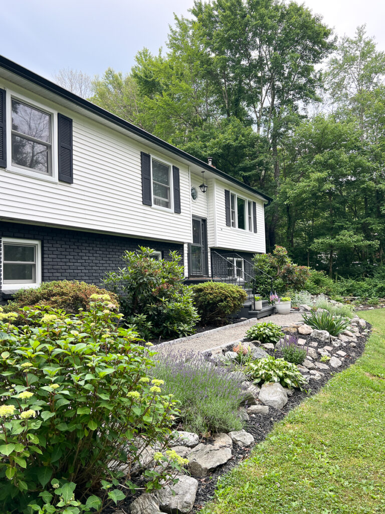painted brick raised ranch walkway