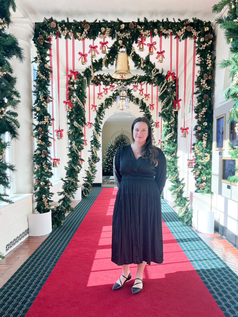 TARA BOETTGER Standing in the hallway of the White House after being a volunteer decorator.